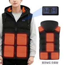 maomaodian 발열조끼 후드형 11구역 3단계 온도조절 통기성 방한 캠핑 등산 낚시 (배터리 미포함)