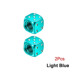 DSYCAR 2/8Pcs 알루미늄 타이어 밸브 캡 주사위 휠 줄기 먼지 커버 자동차 트럭 Motocycle 자전거, 01 Light Blue-2Pcs