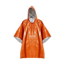 登山雨衣 附帽 銀色內裡, 橘色, 1個