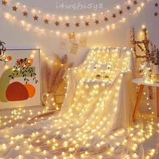 led浪漫滿天星星彩燈圣誕節日房間室內燈光氛圍燈戶外露營裝飾燈, 小櫻花 暖光,6米40燈閃爍+常亮, 1個