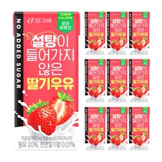 빙그레 설탕이 들어가지 않은 딸기우유 (무설탕), 190ml, 10개