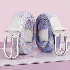 編織腰帶女士高爾夫皮帶無孔編織鬆緊彈性褲帶針釦休閒時尚百搭皮帶運動透氣腰帶女