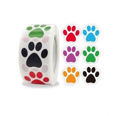 6색 강아지 발자국 스티커 (608) 대용량 500pcs pic+2030Uz