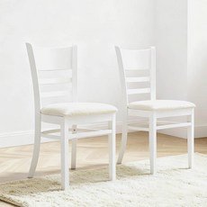 [리비니아] 케빈 원목 2인용 식탁의자 카페의자 원목의자 인테리어의자 1+1, 화이트, 2개