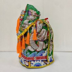 古德 全手工三條跳紗綠龍袍 神明衣 關聖帝君 范府王爺