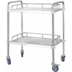 살롱 뷰티 랩 케이터링 및 상업용 등급2층-50x40x86cm을 위한 3층 선반이 있는 스테인리스 스틸 롤링 유틸리티 카트 나이저 서비스 카트, 2 Layer, 50x40x86cm