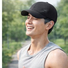 우노마스 러닝 마라톤 등산 스포츠 메쉬 볼캡 모자, 블랙, 1개