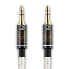 川木 AUX 3.5mm 公對公 7N單晶銅鍍銀 W168 對錄線, 銀白色 2米, 1個