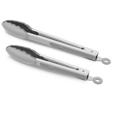 블랙 주방 집게 2팩 실리콘 12인치 및 프리 논스틱 스틸 그릴 큐 BPA 요리 음식 9인치 스테인리스, Light G y