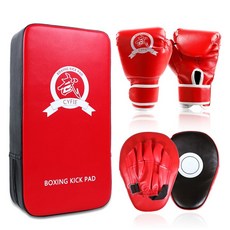 Cyfie 복싱 세트 컬러 아동용 복싱 글러브 복싱 펀치 미트 태권도 발차기 미트 권투 격투 훈련 어린이 선물, 레드, 1세트