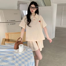 孕婦套裝 夏季新款 短袖T恤 休閒託腹褲 兩件式