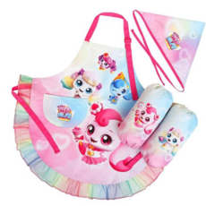 아동앞치마 새콤달콤 캐치티니핑 오로라 앞치마 토시두건 3종세트