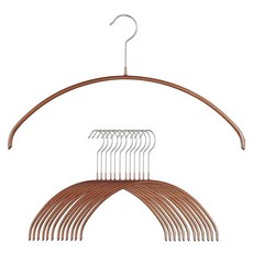 Mawa 좁은 쁘띠 옷걸이 미끄럼 방지 코팅이 된 스틸 행거 셔츠 블라우스 드레스 라이트 재킷용 360도 회전 가능한 후크 10개 세트 레드, 구리