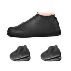 방수 신발 커버 2쌍 미끄럼 방지 오버슈즈 실리콘 신발 커버 남성 및 여성용 레인 슈즈 커버 야외 활동을 위한 레인 슈즈 프로텍터 레인 액세서리 (블랙 L), 대형