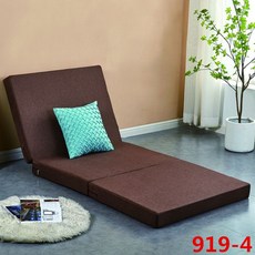 EM 4단 접이식 컬러풀 스펀지 매트리스 싱글 침대 다다미 매트, 갈색