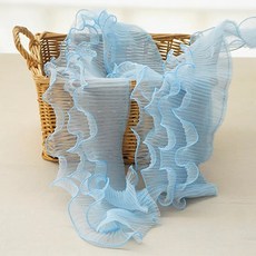 12 cm 폭 3 층 주름 골판지 레이스 탄성 접힌 소재 리본 드레스 네크라인 웨딩 장식 바느질 용품, 하늘색, 1야드, 1개