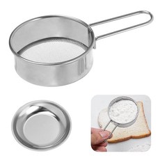 DIYBravo 체 우라고시(뒷면 코팅) 접시 포함 2개 세트 가루 체 계란 뒤걸이 가루 설탕 체 식기세척기 사용 가능 부드러운 마무리 손잡이 포함 핸들 견고한 구조 말차 가루 퓨