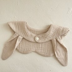 嬰兒口水巾 防吐奶圍兜 I96003, 兔耳朵-奶杏, 1個