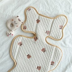 韓版嬰兒推車墊 純棉透氣刺繡坐墊, 1個, 四季款/松鼠【38cm*70cm】