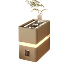 침대협탁 침실 잠금 테이블 안방 사이드 수납장 고급 틈새서랍 무선충전, 패키지(설치불필요), 5. 베이지슬레이트+센서등+자물쇠