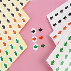 엠제이스토어 원형 화살표 스티커 1장 미니화살표스티커, 투명 - 빨강