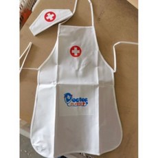 啾蒂家角色扮演護士服醫生服 短袖附帽子家家酒衣服, 醫護圍裙+帽子（防水塑膠材質）, 1個