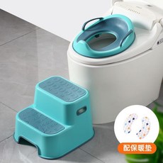 嬰兒童馬桶圈大號坐便器，舒適坐墊，男女寶寶專用，安全防滑，家用兒童馬桶, 綠綺坐便圈+階梯凳+保暖墊