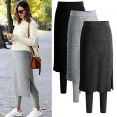 【shiny藍格子】修身比例素色腰鬆緊假兩件褲裙 M~4XL