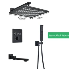 LED 샤워 수도꼭지 시스템 세트 푸시 버튼 숨겨진 욕실 목욕 황동 임베디드, 01 빠른, 10 16 Inch A