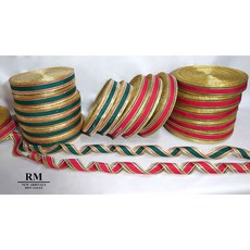 38MM 整箱織帶 (含鐵絲) - 包裝/節慶/聖誕/質感金蔥緞帶 - 紅色新年蝴蝶結, 1個