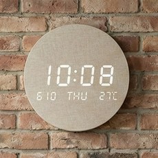 벨레스 무선 LED 인테리어 벽시계, 베이지