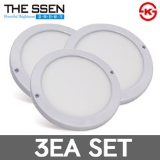 더쎈 LED 슬림엣지 원형직부 8인치 20W 세트, 3개, 전구색(노란빛)