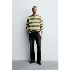 ZARA 소프트 스트럭처 스웨터 - 녹색 줄무늬