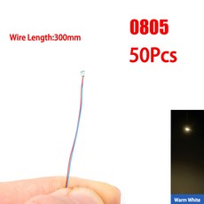 50 개/대 0805 1206 SMD 램프 유선 마이크로 Led 사전 납땜 Litz 칩 3V 철도 모델 장면 라이트 DIY 리드 와, 01 China Mainland, 01 0805 warm white