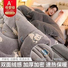 양모 이불 겨울 이불 두꺼운 보온 우유 벨벳 산호 벨벳 봄가을 이불 기숙사용 단일 면 이불 이불심, 150*200cm/ 2.5kg -가을 겨울 이불, 업그레이드 모델 - 작은 시간