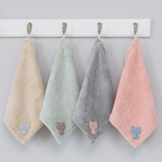 뽀송뽀송 파스텔 야옹이 극세사 행주 주방타올 4color, 2종세트, 베이지+연그린, 1개