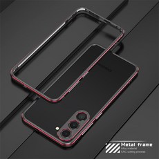 알루미늄 금속 범퍼 프레임 슬림 커버 폰 케이스 및 카메라 보호대 갤럭시 S23 S24 S22 S24 플러스 울트라용, Samsung S24 Plus, Black Red
