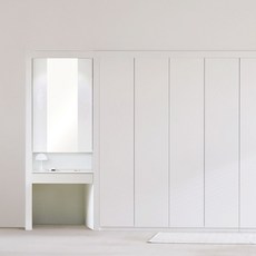 장인가구 드로잉 E0등급 무광 화장대 여닫이 붙박이장 230cm, 아이보리