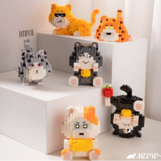 [나노킹-감성블럭] 귀여운 표정 고양이 나노블럭 DN132, 6개