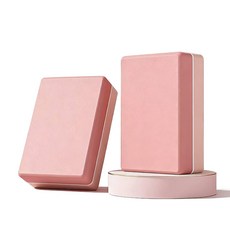 DBL 高密度瑜珈磚 23 x 15 x 7.6cm，50D硬度，200g，環保EVA材質，雙色粉/雙色藍，2入, 50D高密度【升級雙色粉】, 2個