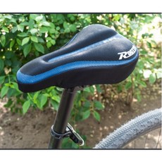 腳踏車騎行座墊 乳膠座墊套 自行車配件 矽膠加厚舒適綁繩加固鞍座套, 黑藍, 1個