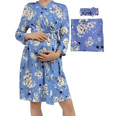 SUFEINI 스와들 세트 어울리는 엄마 가운 임산부 가운 간호 병원 배달 노동 가운 임산부 라운지웨어 C09로브+포대기 140896