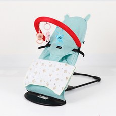 접이식 흔들 의자 침대 신생아침대 신생아, 신선한 그린 리넨 이불+장난감