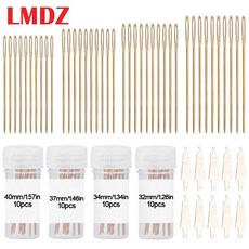 LMDZ 50 Pcs 큰 눈 바느질 바늘 4 크기 4Pcs 병으로 날카로운 바늘 바느질 크로스 스티치 스레딩 스레더 바느질 도구, 보여진 바와 같이
