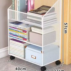 간이 책장 정리함 이동식 철제 선반 미니 책꽂이 북카트, 1개, AA. 3 층 흰색 작은 트럼펫 모바일 비밀 네트워크