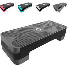 GYMMAGE 스텝박스 계단오르기 계단운동 조절 가능한 운동 유산소 스테퍼 2개의 라이저가 있는 스텝 플랫폼 피트니스를 위한 데크 미끄럼 방지 표면 홈 헬스장 및 추가 라이저, Dark Gray