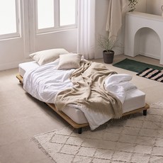 로니 매트리스 깔판 저상형 패밀리 침대 프레임 SS QK, 내추럴