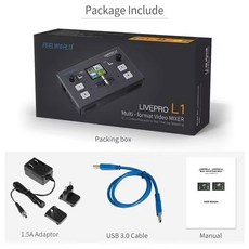 FEELWORLD 멀티 포맷 비디오 믹서 스위처 LIVEPRO L1 V1 USB3.0 4xHDMI 입력 카메라 제작 Youtube Live Streaming, 단일상품_Standard Accessories, 01 CHINA, Standard Accessories