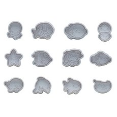 BakeSphere烘焙 加厚海洋動物3D彈簧餅乾模 手壓模 立體造型可愛餅乾切模 烘焙模具, 以上三款ABC, 1個