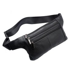 121699 Vidlea 트리플 포켓 패니 팩 천연 가죽 허리 가방 슬림 숄더백 힙 지갑 조절 가능한 벨트 스트랩 캐주얼 파우치 아웃도어 데이 백 블랙. 단일 사이즈 클래, 블랙